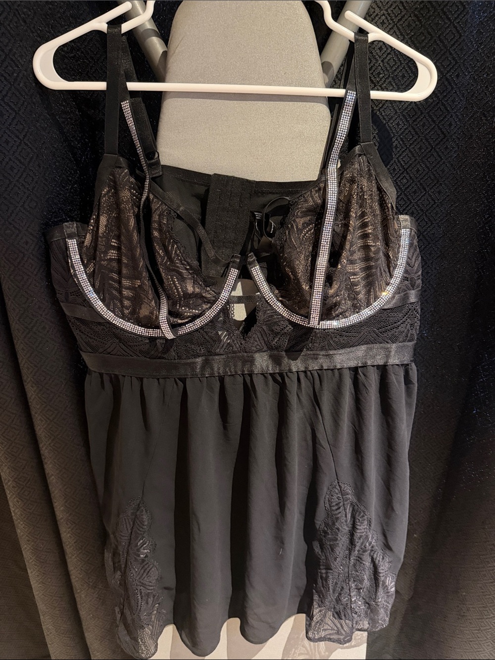 Torrid Black Lace & Chiffon Babydoll Chemise - Women Intimates